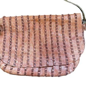 Bag Lady Brown Perforated Leather Thin Lightweight Purse 10"x7.5"